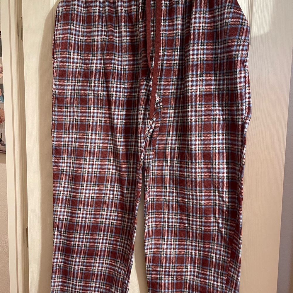 Stafford Burgundy and White Plaid Pajama Pants